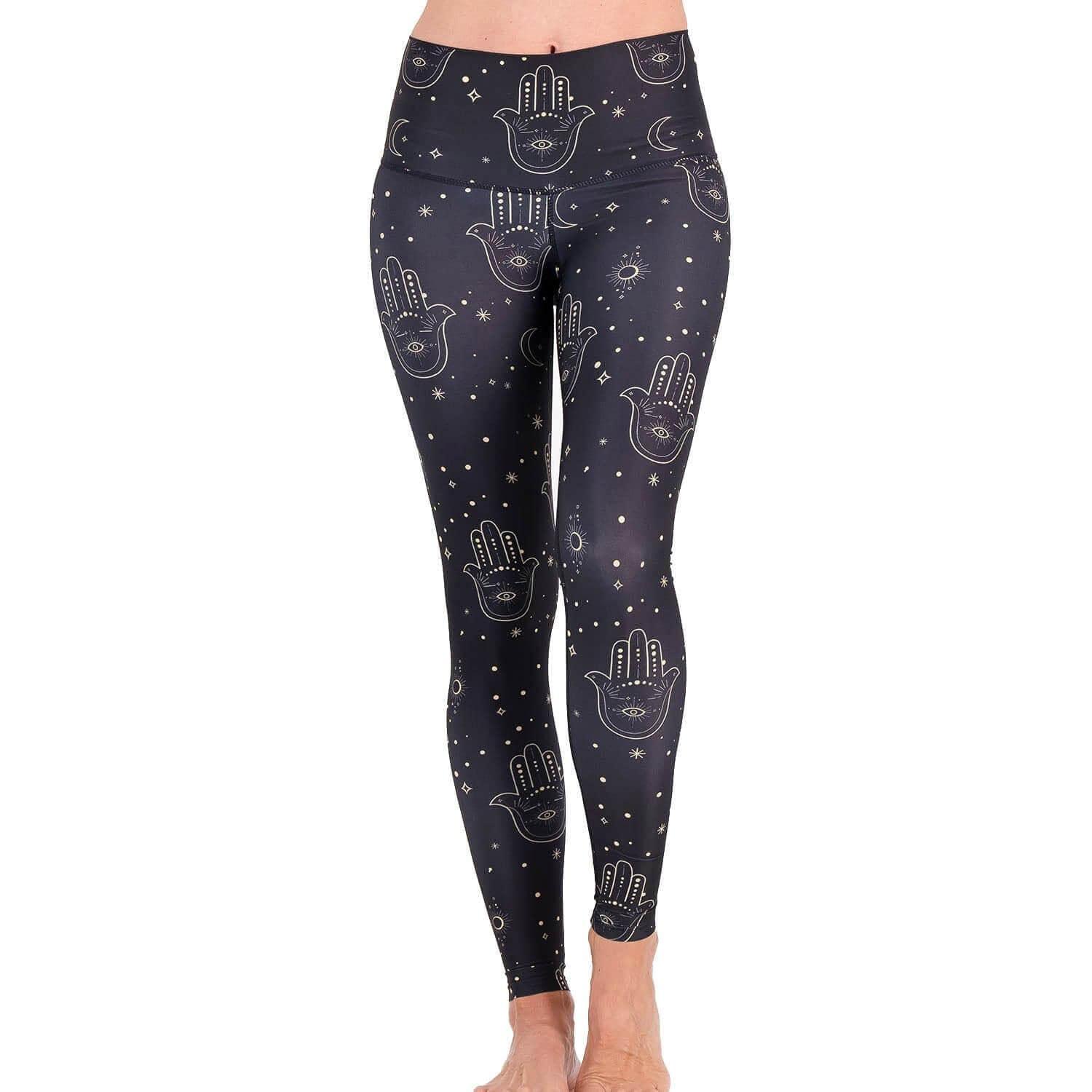 Black Hamsa print leggings - Spiritgirl Activewear