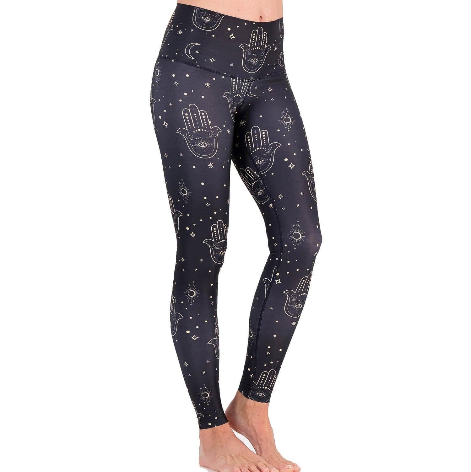 Black Hamsa print leggings - Spiritgirl Activewear
