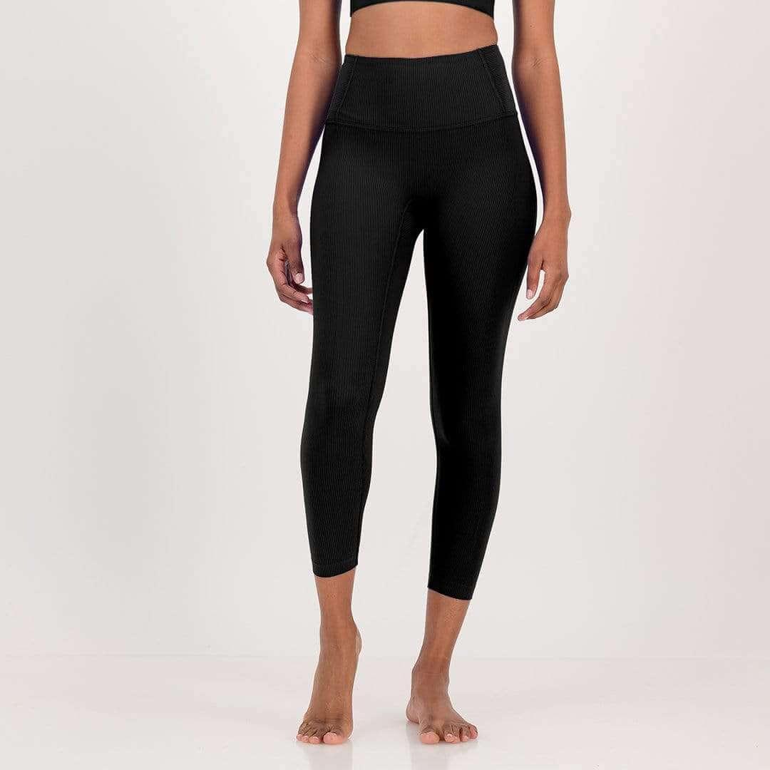 High waisted Ribbed leggings - BLACK - Spiritgirl Activewear