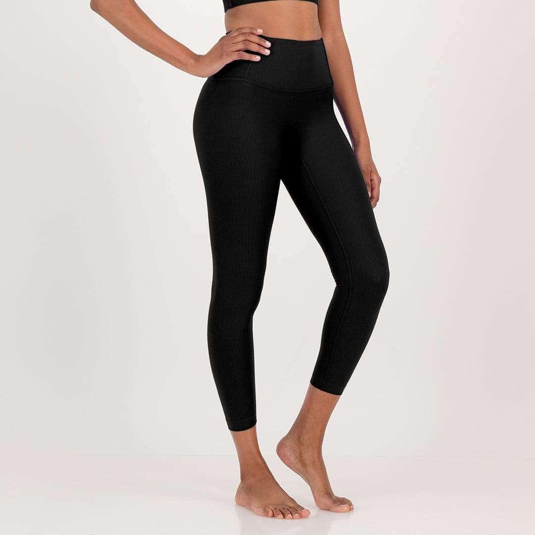 High waisted Ribbed leggings - BLACK - Spiritgirl Activewear